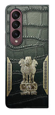 YOFO Premium Back Cover for Samsung Galaxy Z Fold Series, Textured Black with Decorative Metal Accents (Style 3, Samsung Galaxy Z Fold3)
