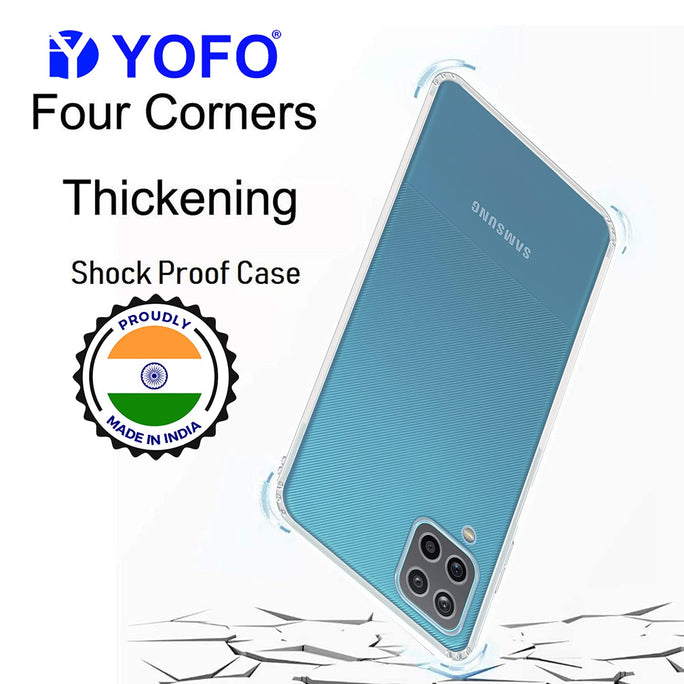 YOFO Silicon Transparent Back Cover for Samsung Galaxy A12 Shockproof Bumper Corner with Ultimate Protection