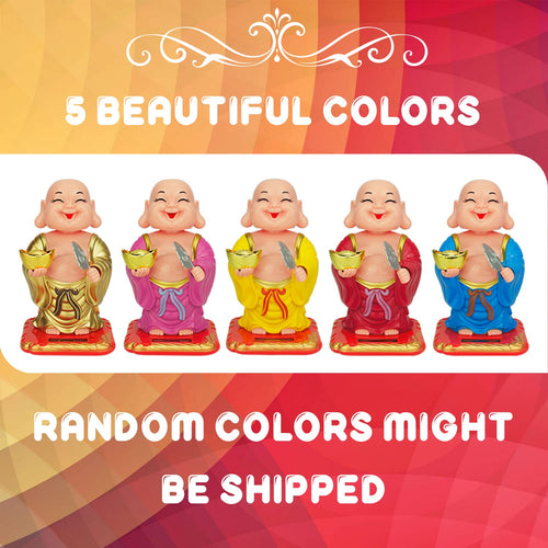 Laughing Buddha Feng-Shui, Positive Energy, Money Luck & Prosperity Decorative Showpiece (Plastic, Gold & Red)