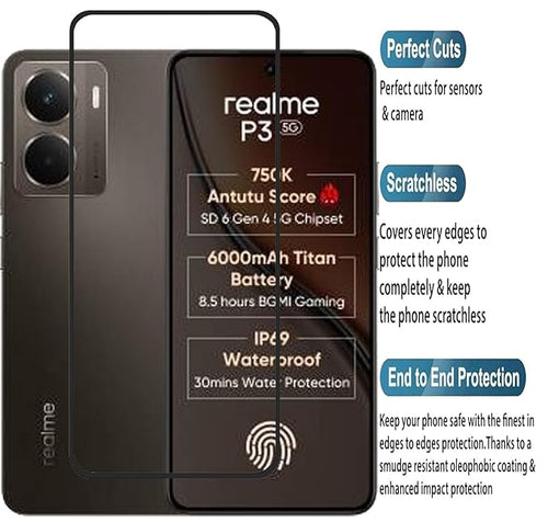 Edge to Edge Tempered Glass for Realme P3