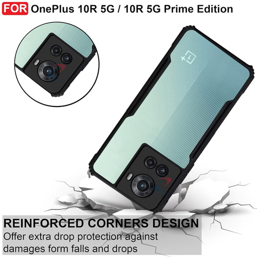 YOFO OnePlus 10R / 10R (5G) Prime Edition Cover | Camera Protection Shockproof Bumper-Edge | Acrylic Crystal Clear 360 Degree Protection TPU+PC | Transparent Eagle Back Case Cover (Black)