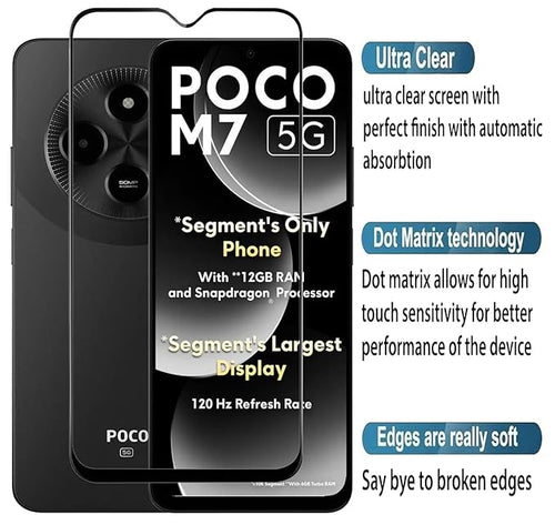 Edge to Edge Tempered Glass for Poco M7 5G