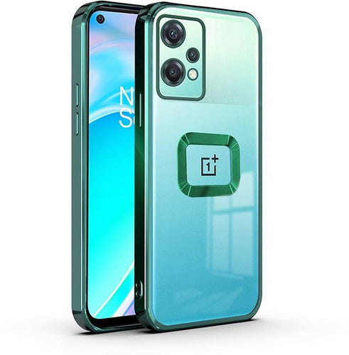 YOFO Electroplated Logo View Back Cover Case for OnePlus Nord CE-2 Lite (Transparent|Chrome|TPU+Poly Carbonate)- GREEN