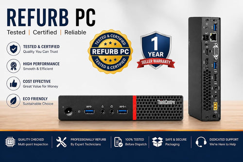 Lenovo Think Centre Tiny Desktop PC | i3 6th Gen | 8GB RAM |128GB SSD | Win 11 Pro | MS Office | with 5g 2.4Ghz/5Ghz WiFi Dongle Refurbished