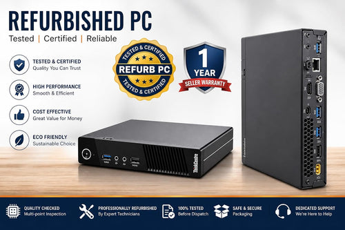 Lenovo Think Centre M-93 Tiny Desktop PC (Core i3 4th Gen, 4GB DDR3 RAM, 128GB SSD,Windows 11 Pro, MS Office,HD Graphics, USB, DP) with Free 5G WiFi Dongle (Tiny PC -i3(4th)/4GB/128SSD) Refurbished