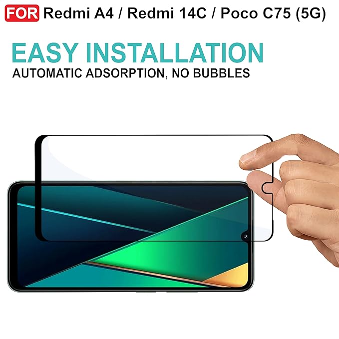 Edge to Edge Tempered glass for Redmi A4 / Redmi 14C/ Poco C75 5G