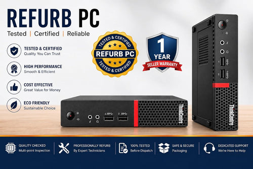 Lenovo Tiny Desktop PC | 7Th Gᥱn Processor, DDR4 RAM, SSD |Build in WiFi HD Graphics | DP, Windows 11 Pro, MS Office (1 Year Brand Warranty) (Core i7 7th Gen, 512, GB, 16, GB) Refurbished