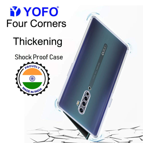 YOFO Rubber Shockproof Soft Transparent Back Cover for Oppo Reno 2 - (Transparent) Full Protection Case