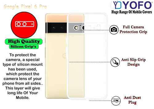 Click to open expanded view YOFO Back Cover for Google Pixel 6 Pro (5G) (Flexible|Silicone|Transparent|Full Camera Protection|Dust Plug)
