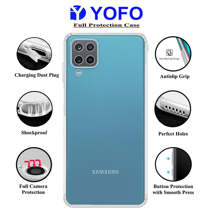 YOFO Transparent Back Cover for Samsung A12/ M12/ F12