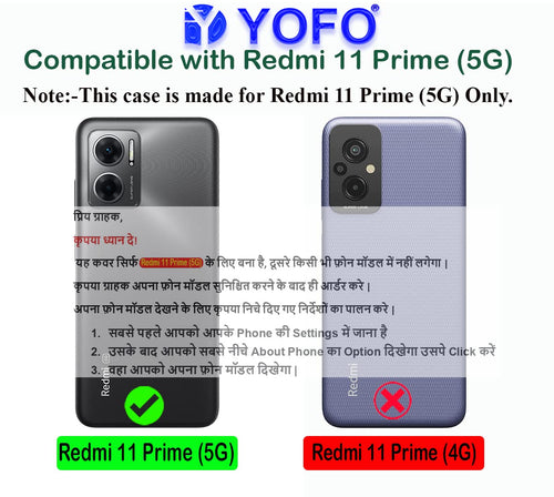 YOFO Back Cover for Redmi 11 Prime (5G) (Silicone|Transparent|Camera Protection)