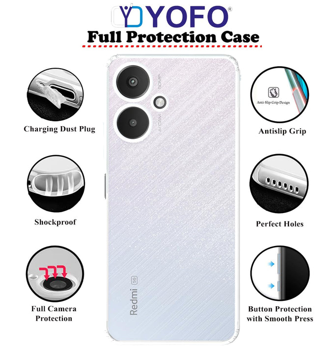 YOFO Transparent Back Cover for Mi Redmi 13C (5G)