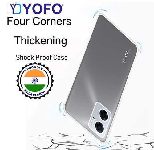 YOFO Back Cover for Redmi 11 Prime (5G) (Flexible|Silicone|Transparent|Full Camera Protection|Anti Dust Plug)
