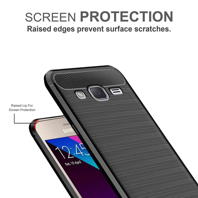 YOFO Back Cover Case for Samsung Galaxy J2 (2015) / Samsung Galaxy J2 (2017) | Compatible for Samsung Galaxy J2 (2015) / Samsung Galaxy J2 (2017) Back Cover | Soft and Flexible (TPU | Matte Black)