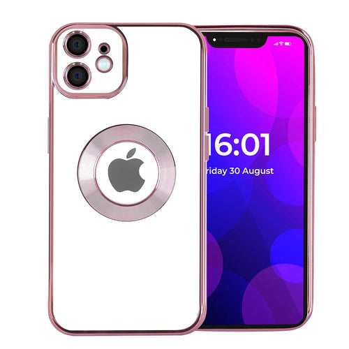 YOFO Electroplated Logo View Back Cover Case for Apple iPhone 12 [6.1] (Transparent|Chrome|TPU+Poly Carbonate) (Green)