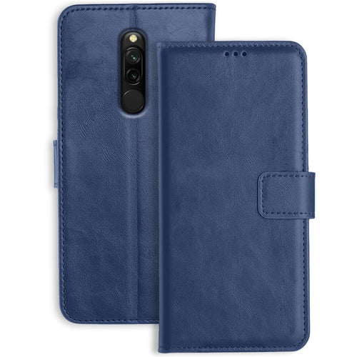 YOFO Redmi 8 Flip Back Cover Case | Inbuilt Stand & Pockets | Magnetic Shockproof Leather Wallet Style Flip Case for Redmi 8