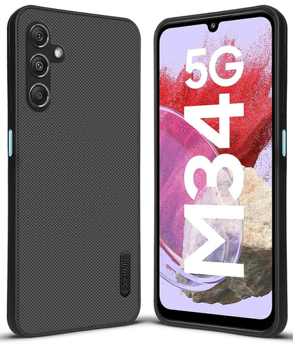 YOFO Dotted Silicon Back Case Cover for Samsung M34 5G | Samsung F34 5G | Camera Bumper Protection Back Cover (Black)