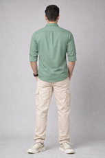 Men’s Solid Light Green Shirt | Cotton Blend | Regular Fit | Full Sleeves