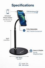 Flexible Mobile Stand NU-526 | Adjustable Gooseneck Phone Holder | Heavy Base Desktop Mobile Stand | Strong Grip Universal Phone Stand