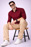 Men’s Solid Maroon Shirt | Cotton Blend | Regular Fit | Full Sleeves
