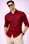 Men’s Solid Maroon Shirt | Cotton Blend | Regular Fit | Full Sleeves