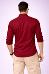 Men’s Solid Maroon Shirt | Cotton Blend | Regular Fit | Full Sleeves