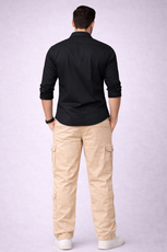 Men’s Solid Black Classic Shirt | Cotton Blend | Regular Fit | Full Sleeves