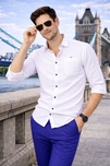 Men’s Solid White Shirt | Cotton Blend | Regular Fit | Full Sleeves