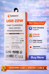 Fast Charging Micro USB Cable  | 1000mm Extra Tough Data Transfer Cord for Android Smartphones & Tablets (1 Pc)