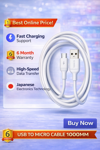 Fast Charging Micro USB Cable  | 1000mm Extra Tough Data Transfer Cord for Android Smartphones & Tablets (1 Pc)
