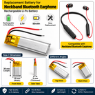 Realme Bluetooth Neck Band Battery 3.7V 50mAh Rechargeable Li-Po Battery | 20×10×2mm | Red & Black Wire