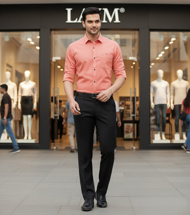 Men’s Solid Blush Pink Shirt | Cotton Blend | Regular Fit | Full Sleeves