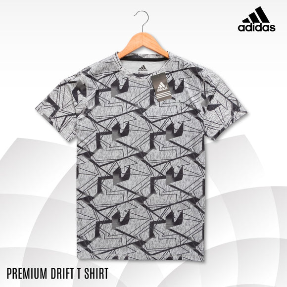 Branded Men's Round Neck Premium Drift T-Shirt Silver Black