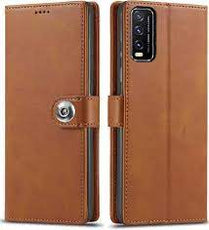 YOFO Vivo Y20G Flip Cover | PU Leather Finish | 360 Protection | Wallet & Stand | Strong Magnetic Flip Case for Vivo Y20G (Brown)