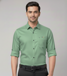 Men’s Solid Light Green Shirt | Cotton Blend | Regular Fit | Full Sleeves