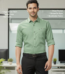 Men’s Solid Light Green Shirt | Cotton Blend | Regular Fit | Full Sleeves