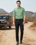 Men’s Solid Light Green Shirt | Cotton Blend | Regular Fit | Full Sleeves