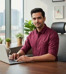 Men’s Solid Maroon Shirt | Cotton Blend | Regular Fit | Full Sleeves