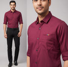 Men’s Solid Maroon Shirt | Cotton Blend | Regular Fit | Full Sleeves