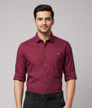 Men’s Solid Maroon Shirt | Cotton Blend | Regular Fit | Full Sleeves