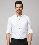 Men’s Solid White Shirt | Cotton Blend | Regular Fit | Full Sleeves