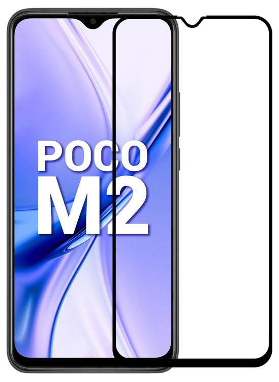 YOFO HD D+ Edge to Edge Full Screen Coverage Tempered Glass for Poco M2 - Full Glue Gorilla Glass (Black)