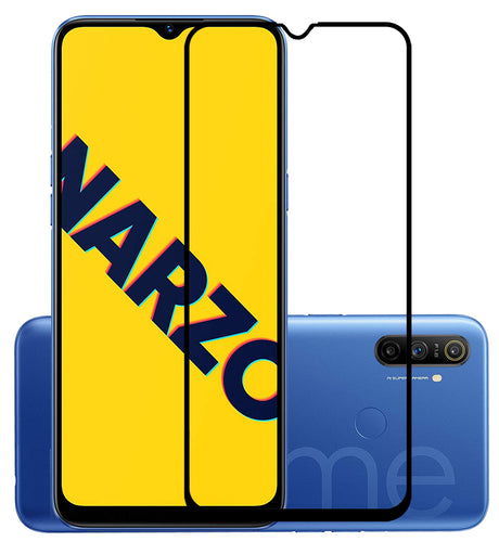 YOFO HD D+ Edge to Edge Full Screen Coverage Tempered Glass for Realme Narzo 10A - Full Glue Gorilla Glass (Black)
