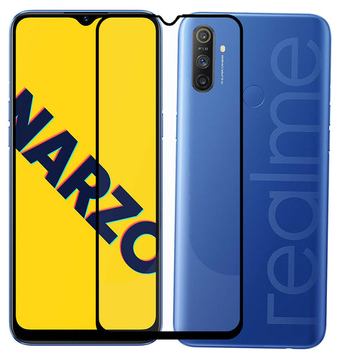YOFO HD D+ Edge to Edge Full Screen Coverage Tempered Glass for Realme Narzo 10A - Full Glue Gorilla Glass (Black)