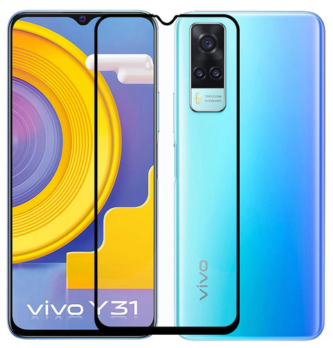 YOFO HD D+ Edge to Edge Full Screen Coverage Tempered Glass for Vivo Y31 / Y51 - Full Glue Gorilla Glass (Black)