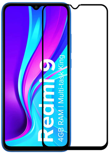 YOFO HD D+ Edge to Edge Full Screen Coverage Tempered Glass for Redmi 9 - Full Glue Gorilla Glass (Black)