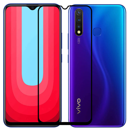 YOFO HD D+ Edge to Edge Full Screen Coverage Tempered Glass for Vivo U20 - Full Glue Gorilla Glass (Black)