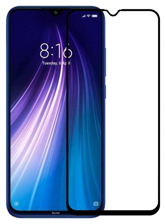 YOFO HD D+ Edge to Edge Full Screen Coverage Tempered Glass for Redmi Note 8 - Full Glue Gorilla Glass (Black)