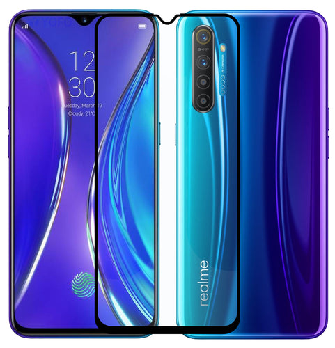 YOFO HD D+ Edge to Edge Full Screen Coverage Tempered Glass for Realme XT - Full Glue Gorilla Glass (Black)