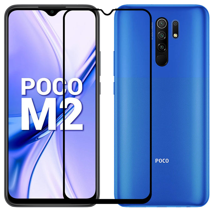 YOFO HD D+ Edge to Edge Full Screen Coverage Tempered Glass for Poco M2 - Full Glue Gorilla Glass (Black)